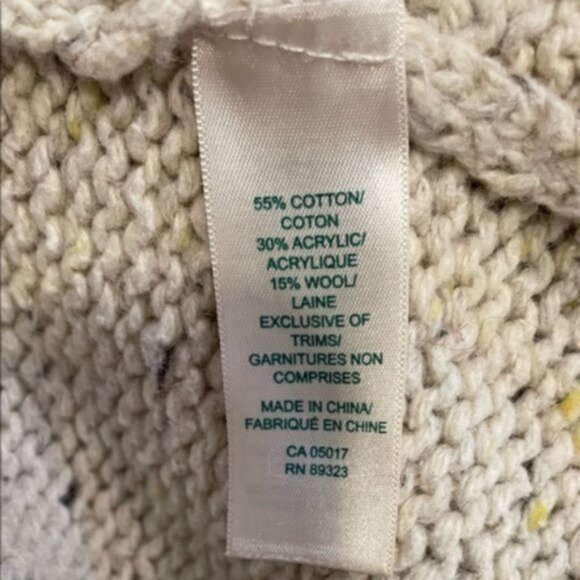 Roots Canada Cream Cable Knit Long Sleeve Crew Neck Sweater Size Med - Picture 4 of 7